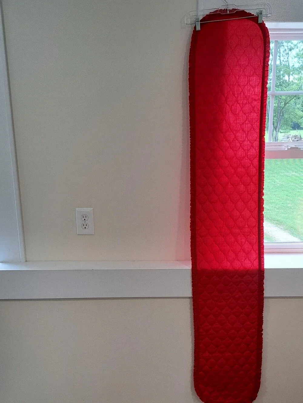 Vtg. Handmade Red Quilted Grannycore Christmas Cottagecore Retro Table Runner.